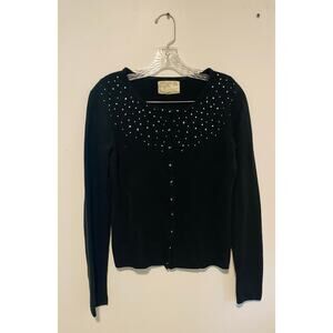 Bejeweled Black Button Up Cardigan Debbie Morgan